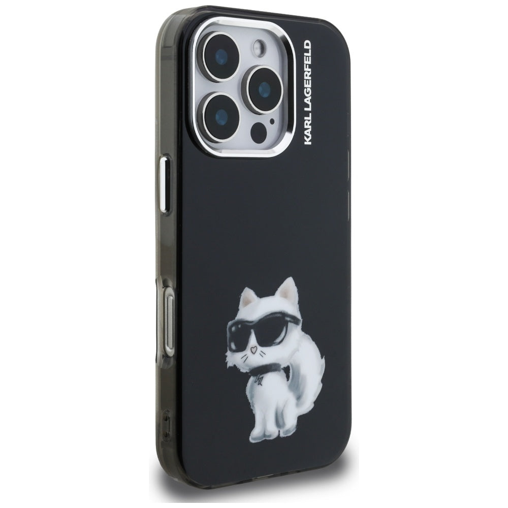 Karl Lagerfeld IML Aquarelle Choupette &amp; Logo Case for iPhone 16 Pro Max - Black_3