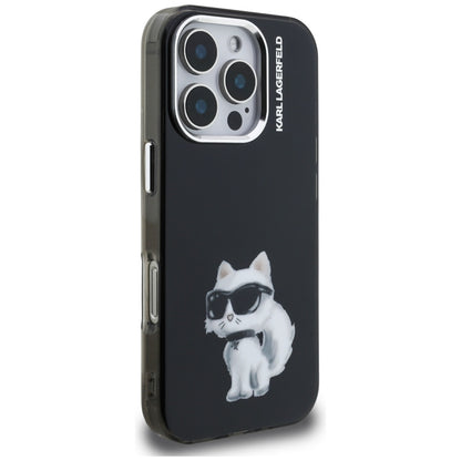 Karl Lagerfeld IML Aquarelle Choupette &amp; Logo Case for iPhone 16 Pro Max - Black_3