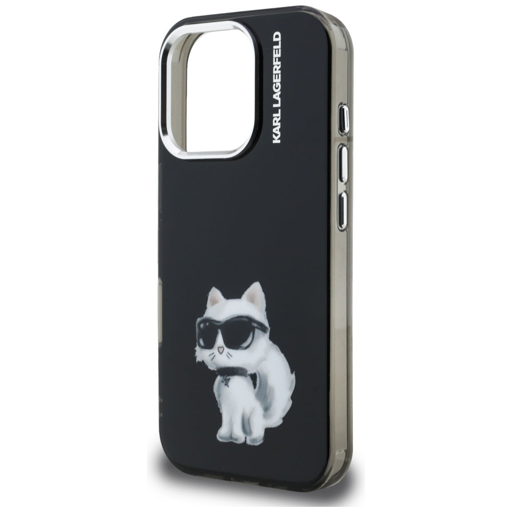 Karl Lagerfeld IML Aquarelle Choupette &amp; Logo Case for iPhone 16 Pro Max - Black_5