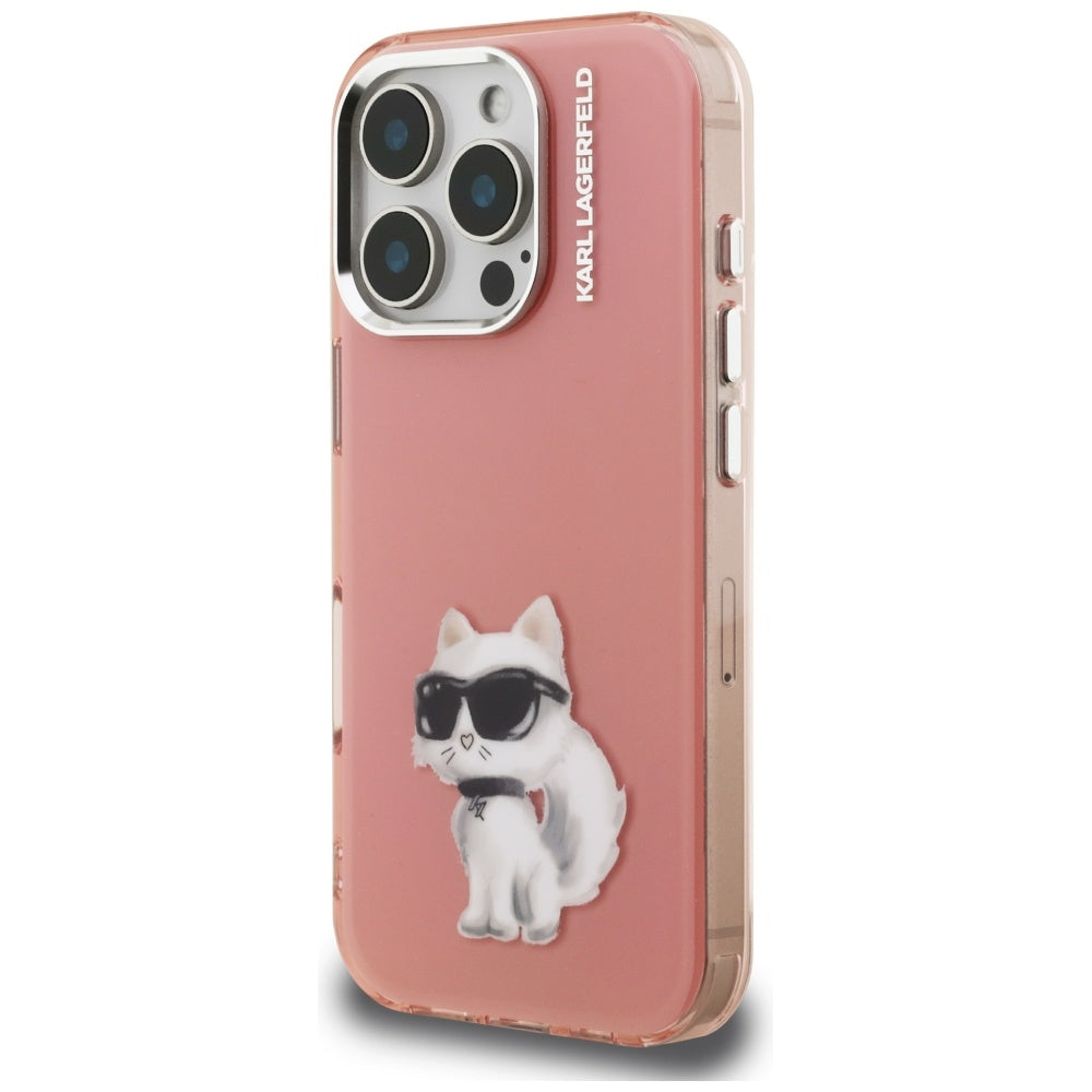 Karl Lagerfeld IML Aquarelle Choupette &amp; Logo iPhone 16 Pro Case - Pink_1