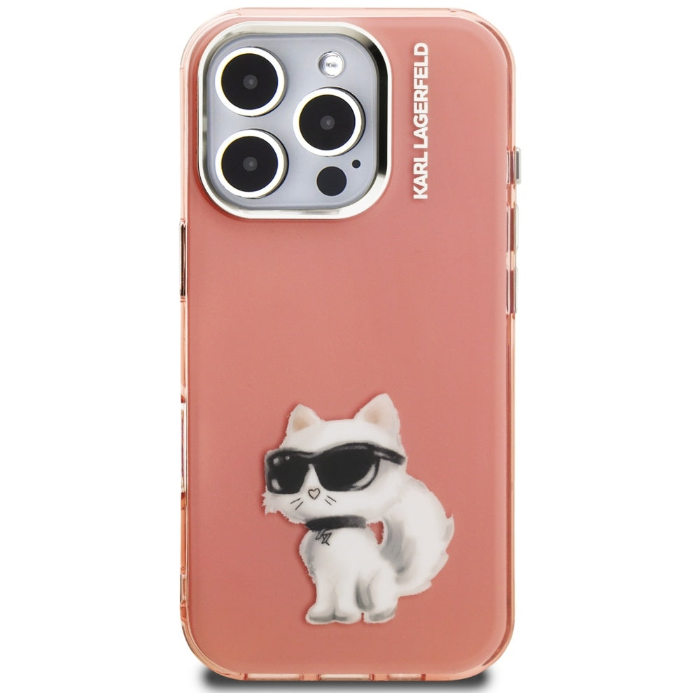 Karl Lagerfeld IML Aquarelle Choupette &amp; Logo iPhone 16 Pro Case - Pink_2