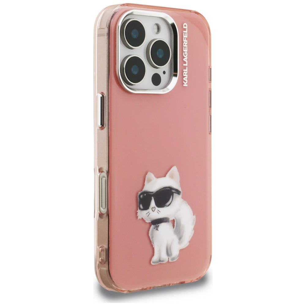 Karl Lagerfeld IML Aquarelle Choupette &amp; Logo iPhone 16 Pro Case - Pink_3
