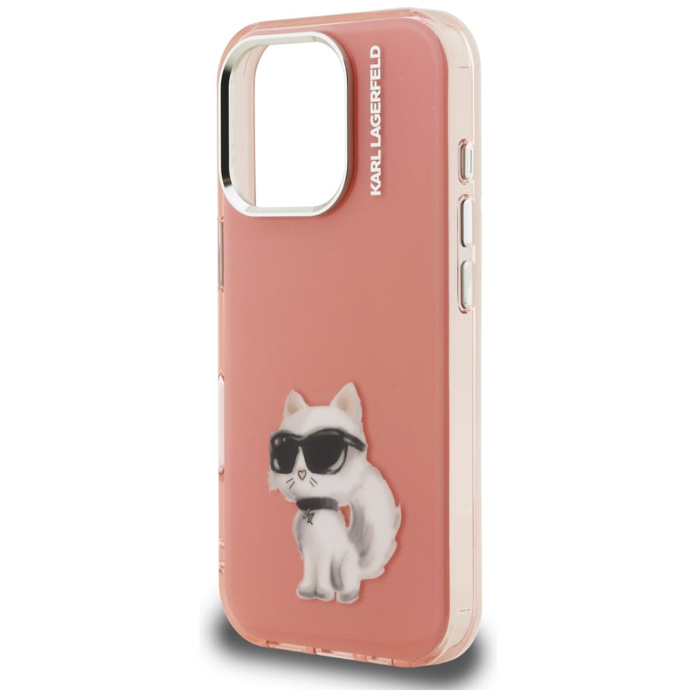 Karl Lagerfeld IML Aquarelle Choupette &amp; Logo iPhone 16 Pro Case - Pink_5