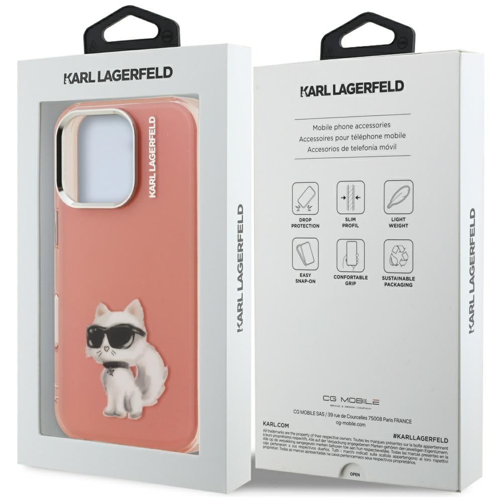Karl Lagerfeld IML Aquarelle Choupette &amp; Logo iPhone 16 Pro Case - Pink_7