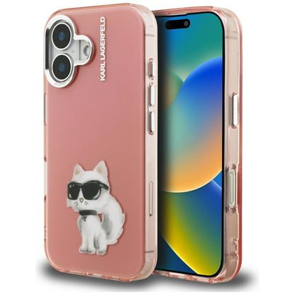 Karl Lagerfeld IML Aquarelle Choupette &amp; Logo iPhone 16 Case - Pink_0