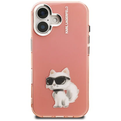 Karl Lagerfeld IML Aquarelle Choupette &amp; Logo iPhone 16 Case - Pink_2