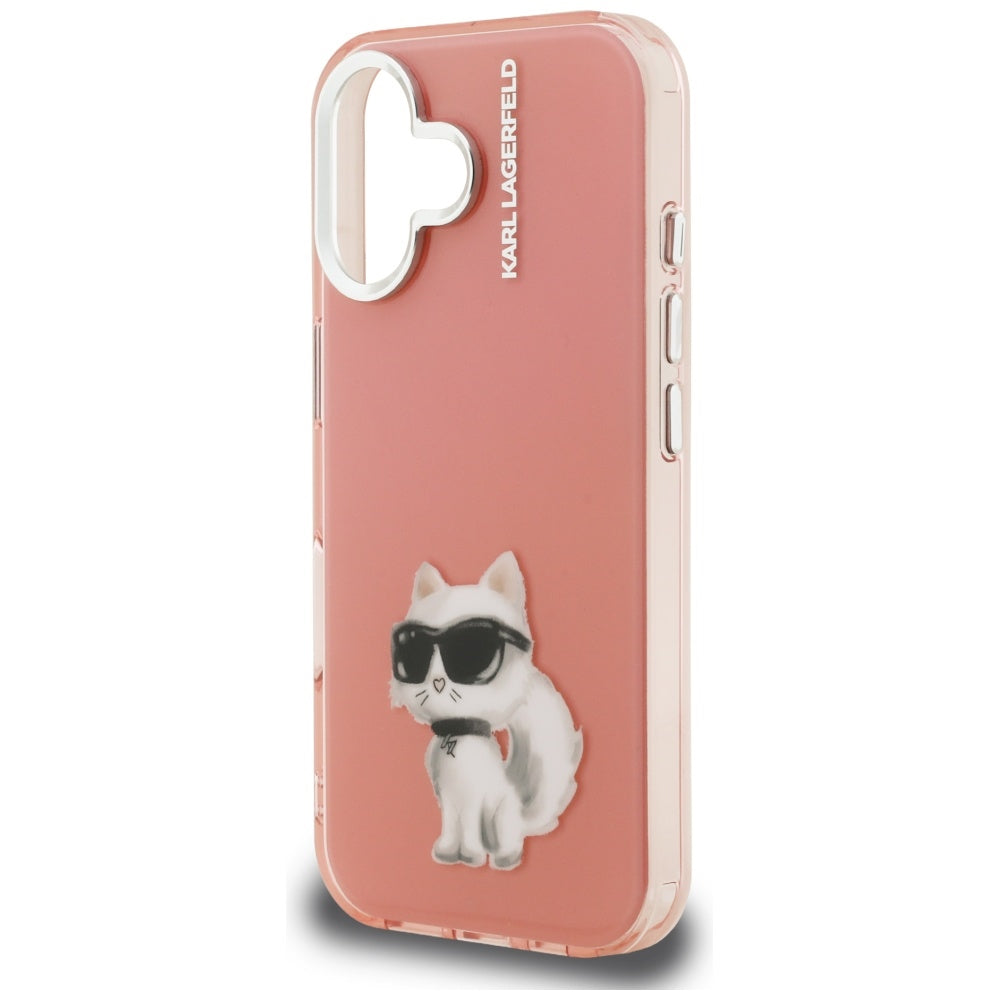 Karl Lagerfeld IML Aquarelle Choupette &amp; Logo iPhone 16 Case - Pink_5