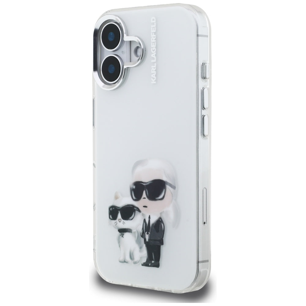 Karl Lagerfeld IML Aquarelle Karl &amp; Choupette &amp; Logo iPhone 16 Case - White_1