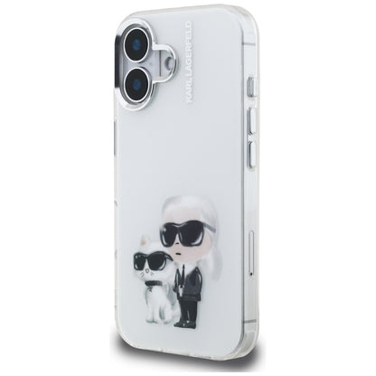 Karl Lagerfeld IML Aquarelle Karl &amp; Choupette &amp; Logo iPhone 16 Case - White_1