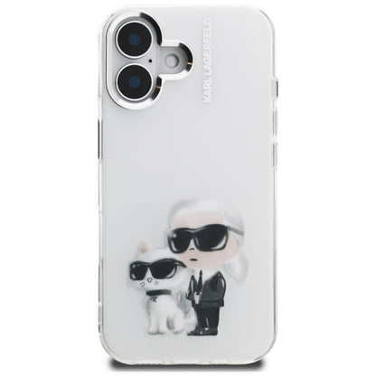 Karl Lagerfeld IML Aquarelle Karl &amp; Choupette &amp; Logo iPhone 16 Case - White_2
