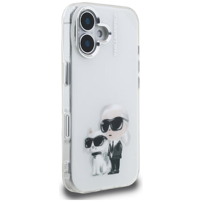 Karl Lagerfeld IML Aquarelle Karl &amp; Choupette &amp; Logo iPhone 16 Case - White_3