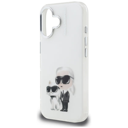 Karl Lagerfeld IML Aquarelle Karl &amp; Choupette &amp; Logo iPhone 16 Case - White_5