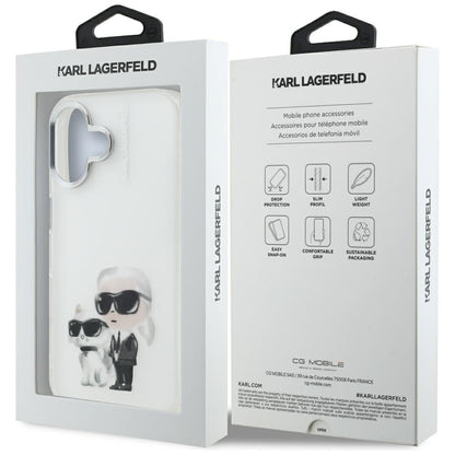 Karl Lagerfeld IML Aquarelle Karl &amp; Choupette &amp; Logo iPhone 16 Case - White_7