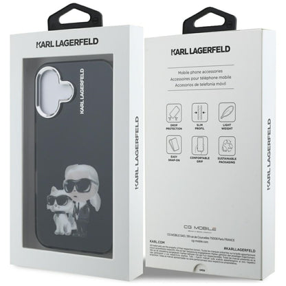 Karl Lagerfeld IML Aquarelle Karl &amp; Choupette &amp; Logo iPhone 16 Case - Black_7