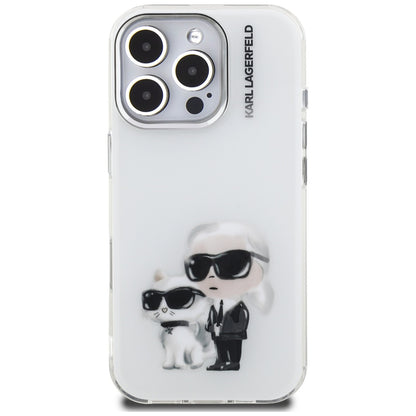 Karl Lagerfeld IML Aquarelle Karl &amp; Choupette &amp; Logo iPhone 16 Pro Case - White_2