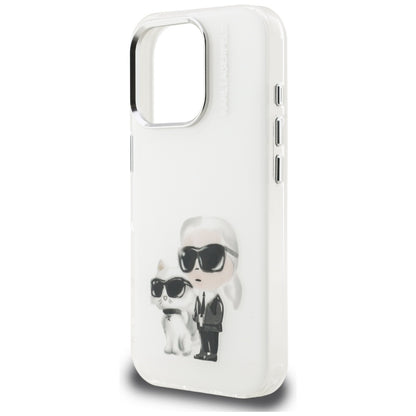 Karl Lagerfeld IML Aquarelle Karl &amp; Choupette &amp; Logo iPhone 16 Pro Case - White_5