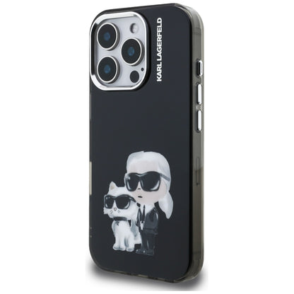 Karl Lagerfeld IML Aquarelle Karl &amp; Choupette &amp; Logo iPhone 16 Pro Case Black_1