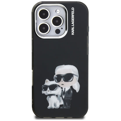 Karl Lagerfeld IML Aquarelle Karl &amp; Choupette &amp; Logo iPhone 16 Pro Case Black_2