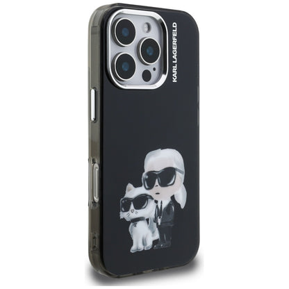 Karl Lagerfeld IML Aquarelle Karl &amp; Choupette &amp; Logo iPhone 16 Pro Case Black_3
