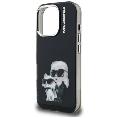 Karl Lagerfeld IML Aquarelle Karl &amp; Choupette &amp; Logo iPhone 16 Pro Case Black_5