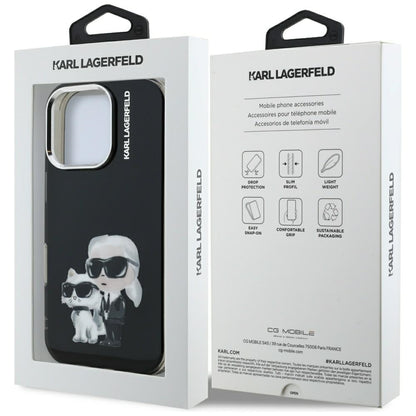 Karl Lagerfeld IML Aquarelle Karl &amp; Choupette &amp; Logo iPhone 16 Pro Case Black_7