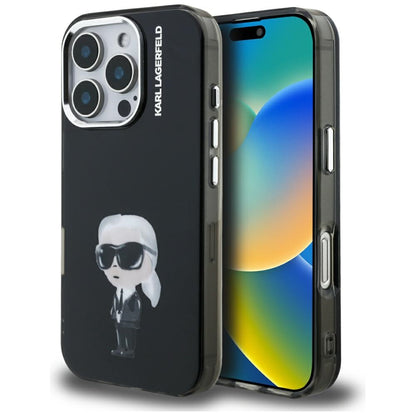 Karl Lagerfeld IML Aquarelle Karl & Logo MagSafe Case for iPhone 16 Pro - Black_0