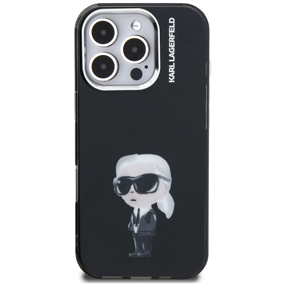 Karl Lagerfeld IML Aquarelle Karl & Logo MagSafe Case for iPhone 16 Pro - Black_2
