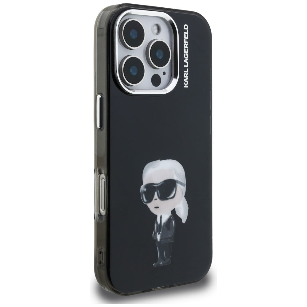 Karl Lagerfeld IML Aquarelle Karl &amp; Logo MagSafe Case for iPhone 16 Pro Max - Black_3