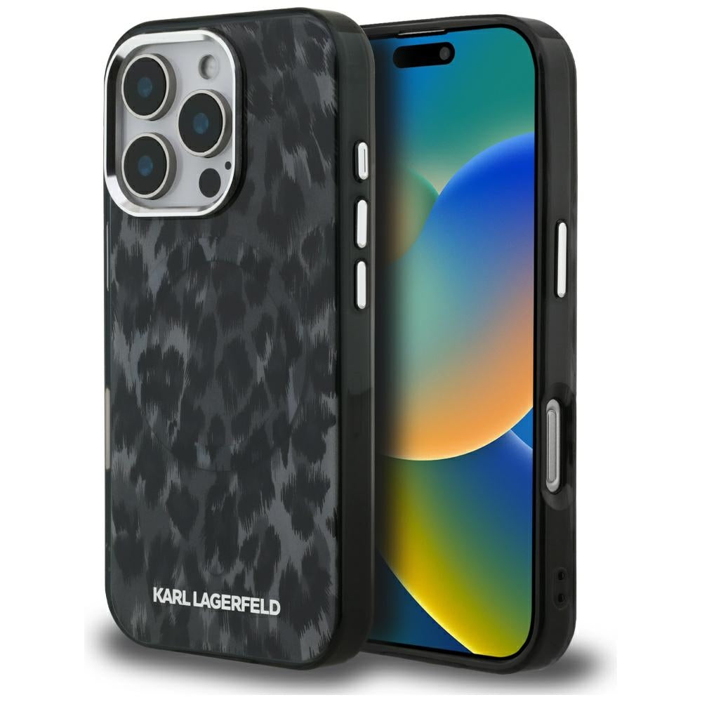 Karl Lagerfeld IML Leopard Pattern MagSafe Case for iPhone 16 Pro - Black_0