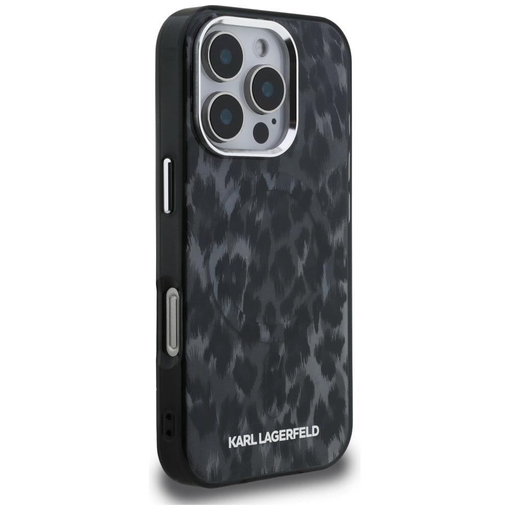 Karl Lagerfeld IML Leopard Pattern MagSafe Case for iPhone 16 Pro Max - Black_3