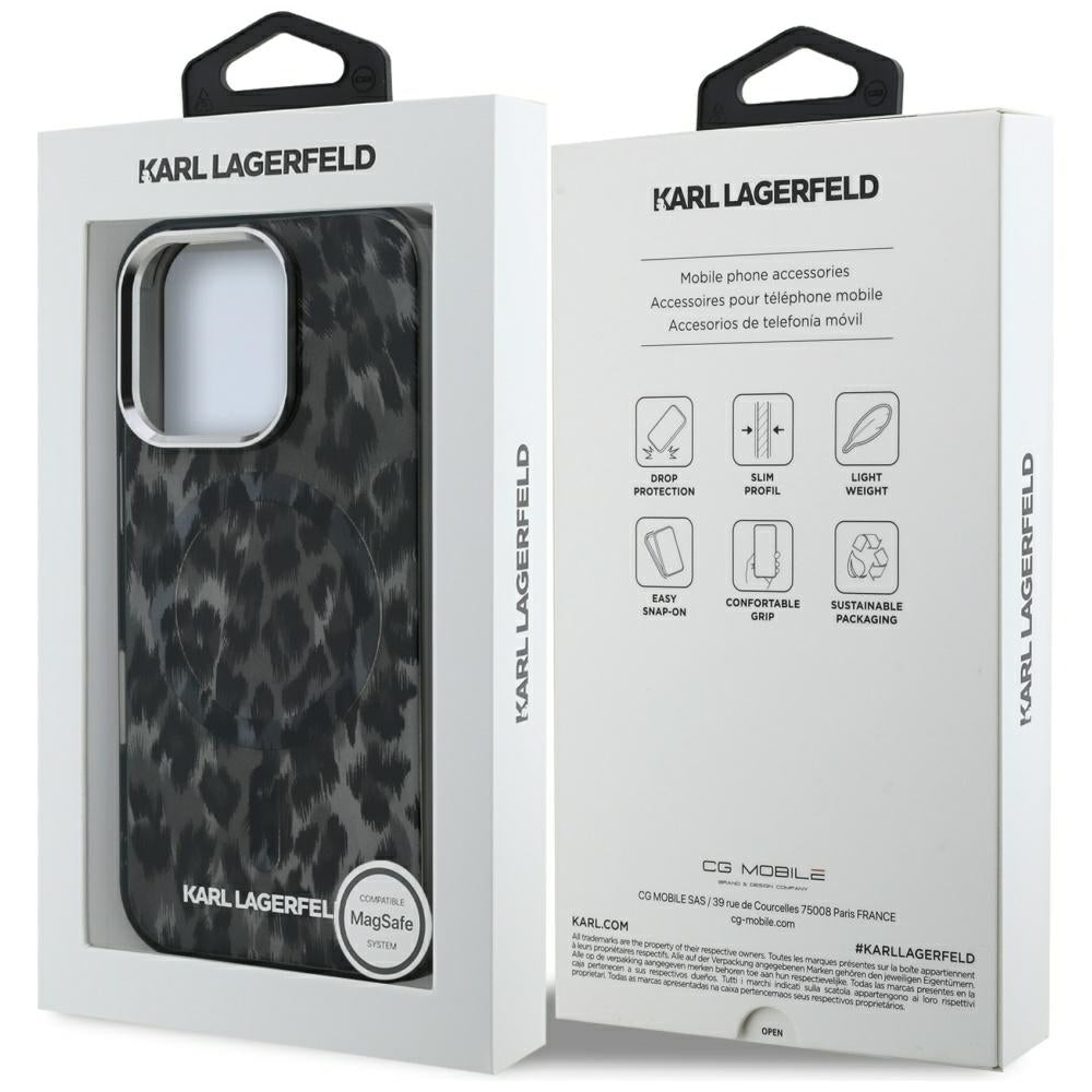 Karl Lagerfeld IML Leopard Pattern MagSafe Case for iPhone 16 Pro Max - Black_7