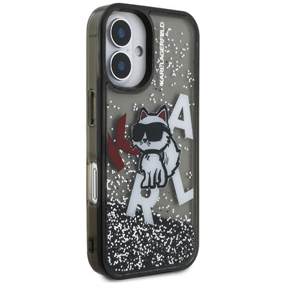 Karl Lagerfeld Liquid Glitter Choupette Logo iPhone 16 Case - Black_3