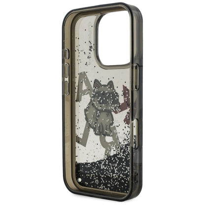 Karl Lagerfeld Liquid Glitter Choupette Logo Case for iPhone 16 Pro Max - Black_6