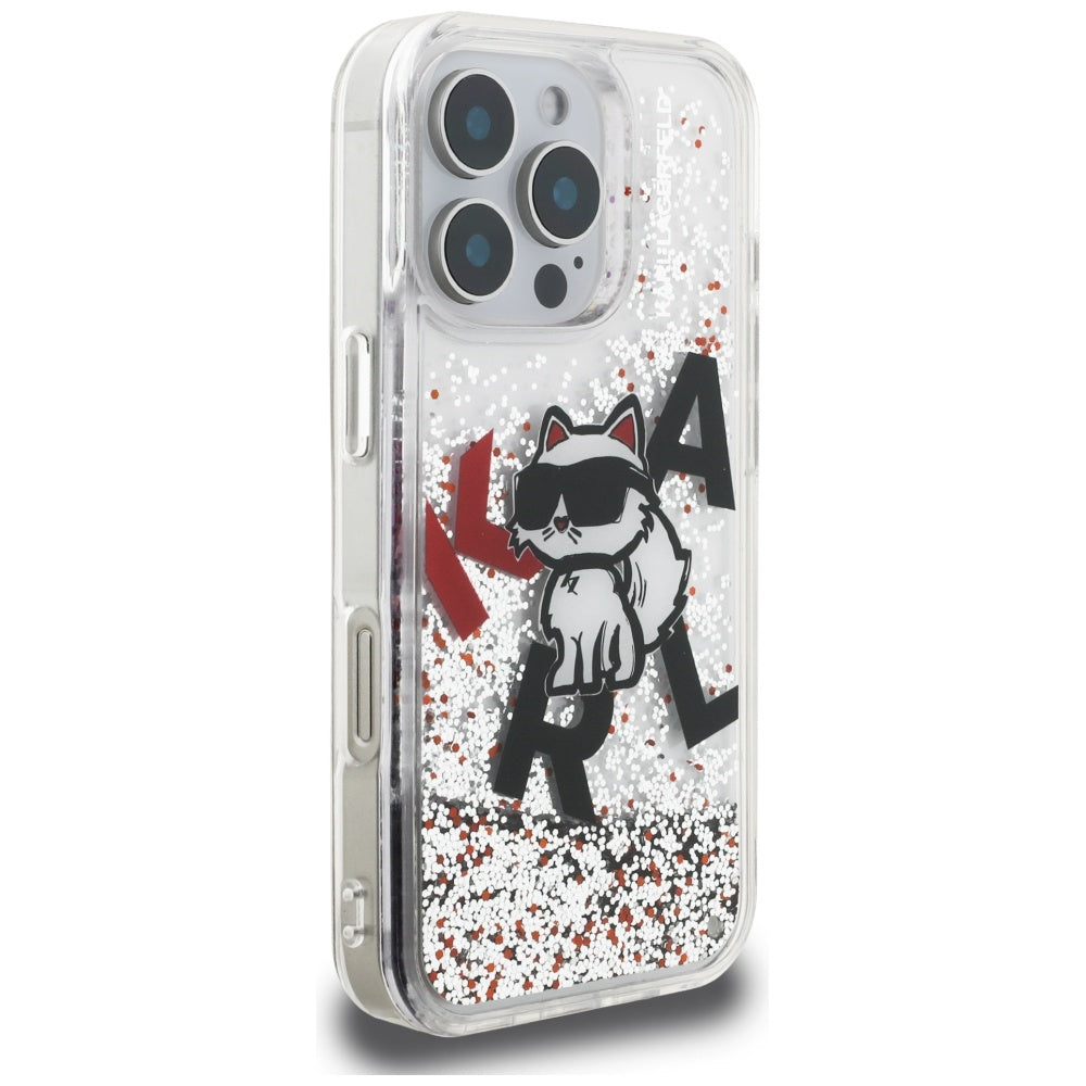 Karl Lagerfeld Liquid Glitter Choupette Logo Case for iPhone 16 Pro Max - Clear_3