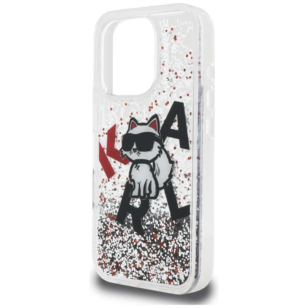 Karl Lagerfeld Liquid Glitter Choupette Logo Case for iPhone 16 Pro Max - Clear_5