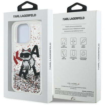Karl Lagerfeld Liquid Glitter Choupette Logo Case for iPhone 16 Pro Max - Clear_7
