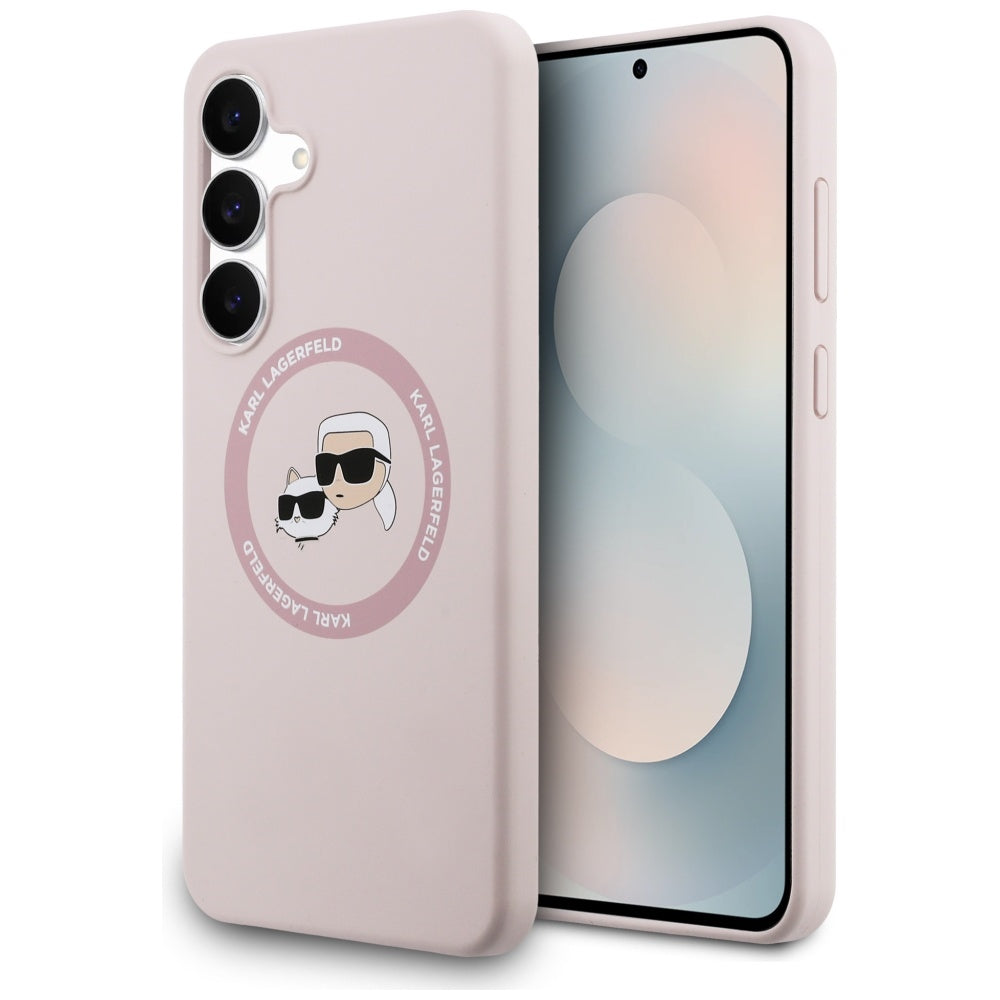 Karl Lagerfeld Silicone Karl &amp; Choupette Heads MagSafe Case for Samsung Galaxy S25 FE - Pink_0