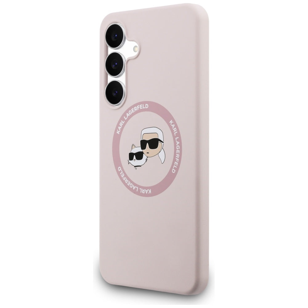 Karl Lagerfeld Silicone Karl &amp; Choupette Heads MagSafe Case for Samsung Galaxy S25 FE - Pink_1