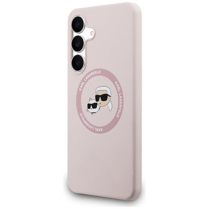 Karl Lagerfeld Silicone Karl &amp; Choupette Heads MagSafe Case for Samsung Galaxy S25 FE - Pink_1