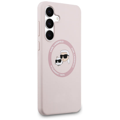 Karl Lagerfeld Silicone Karl &amp; Choupette Heads MagSafe Case for Samsung Galaxy S25 FE - Pink_3