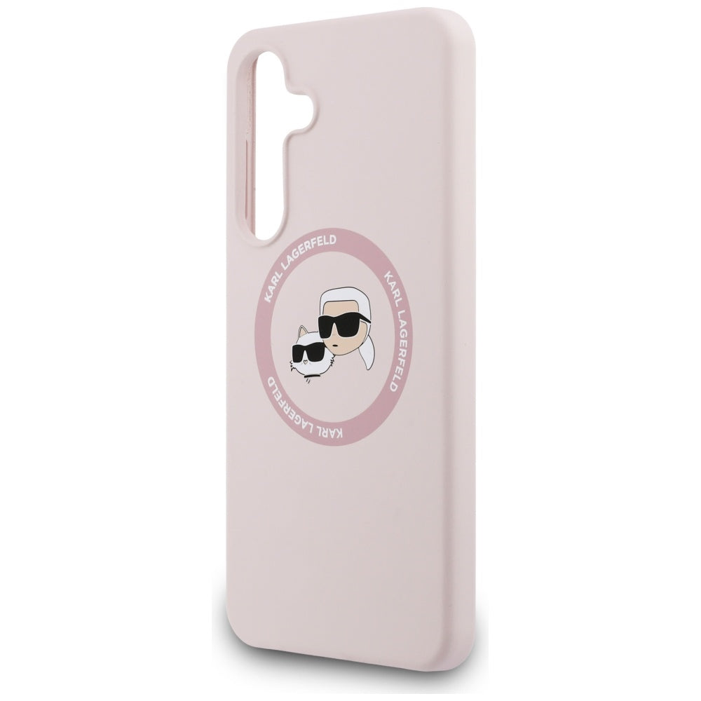 Karl Lagerfeld Silicone Karl &amp; Choupette Heads MagSafe Case for Samsung Galaxy S25 FE - Pink_5