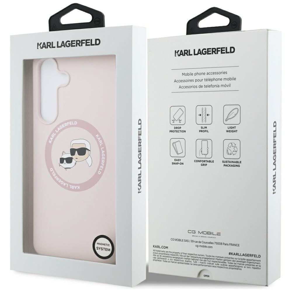 Karl Lagerfeld Silicone Karl &amp; Choupette Heads MagSafe Case for Samsung Galaxy S25 FE - Pink_7