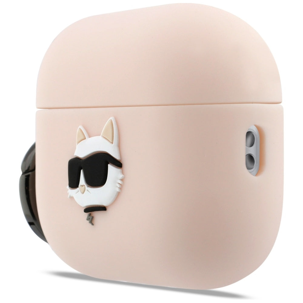 Karl Lagerfeld Silicone Chaupette Head 3D Case for AirPods Pro 3 - Pink_1