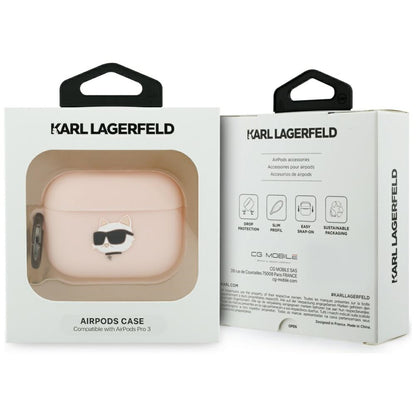 Karl Lagerfeld Silicone Chaupette Head 3D Case for AirPods Pro 3 - Pink_3
