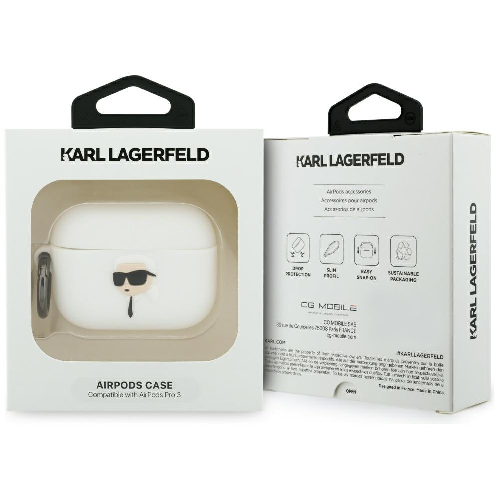 Karl Lagerfeld Silicone Karl Head 3D Case for AirPods Pro 3 - White_3