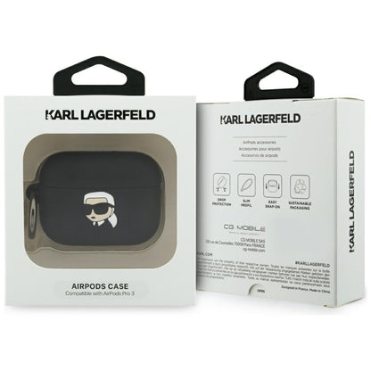 Karl Lagerfeld Silicone Karl Head 3D Case for AirPods Pro 3 - Black_3