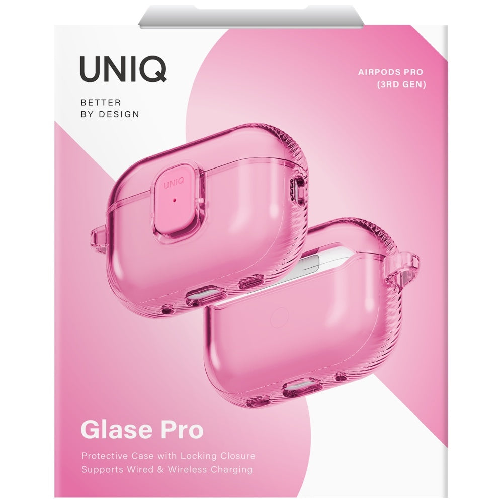 Uniq Glase Pro Case for AirPods Pro 3 Lock Case - Transparent Pink_5