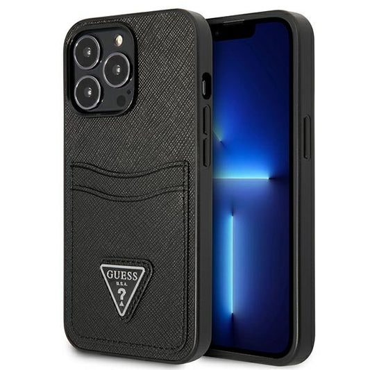 Etui Guess Saffiano Triangle Logo Cardslot na iPhone 13 / 13 Pro - czarne_0
