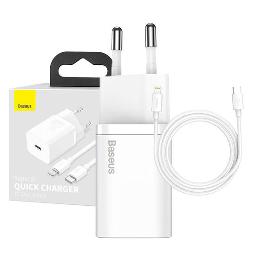 Baseus Super Si Quick Charger 1C 20W with USB-C cable for Lightning 1m (white)_0