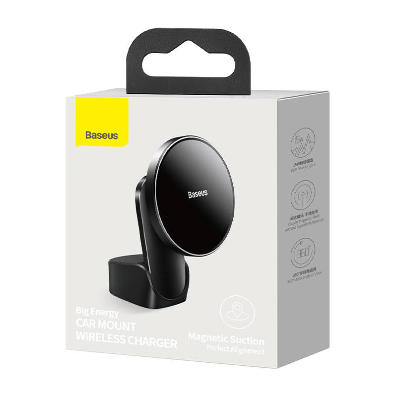 Baseus magnetic car phone holder wireless Qi charger 15 W (MagSafe compatible for iPhone) black (WXJN-01)_15